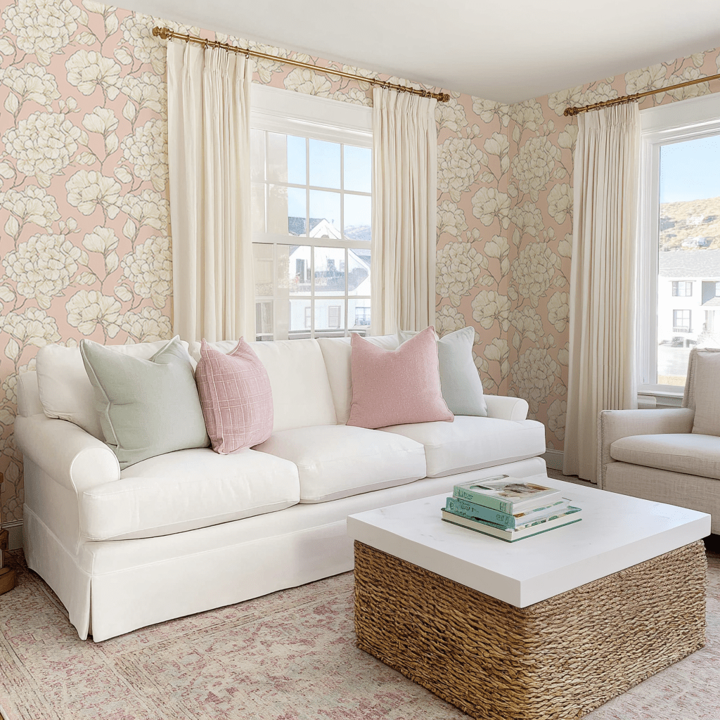 Think Pink Hydrangea Wallpaper - Benton Lane Home - Lemon Park
