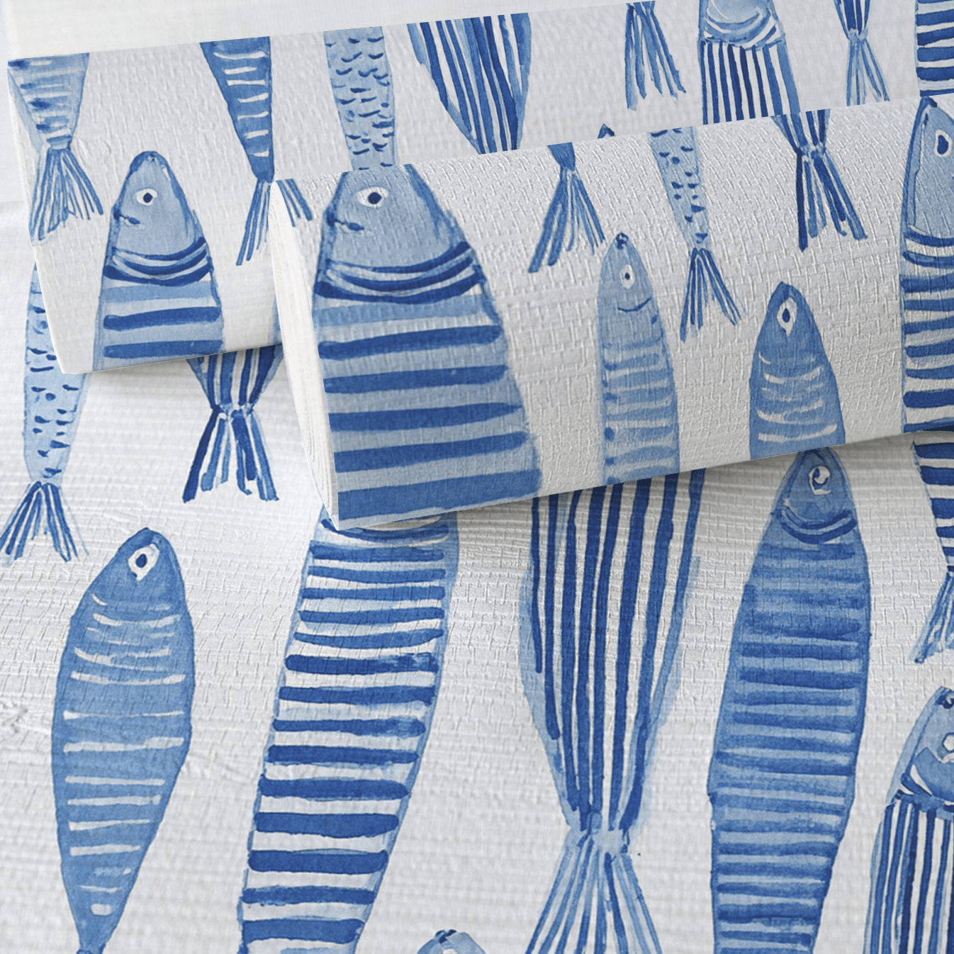 Tidal Fish Faux Grasscloth Wallpaper - Painted Paper