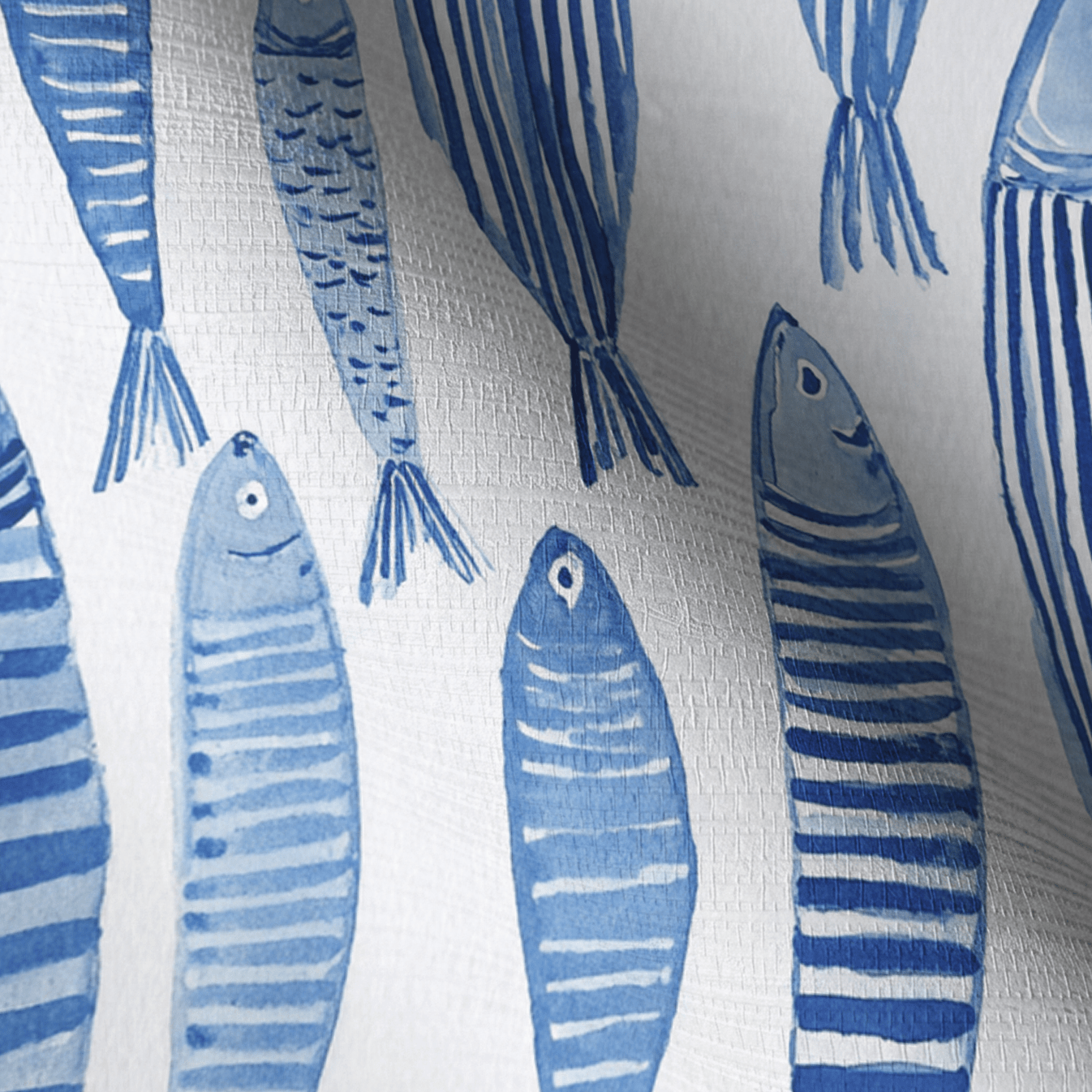 Tidal Fish Faux Grasscloth Wallpaper - Painted Paper