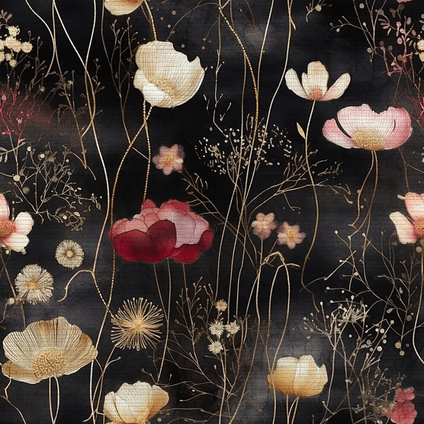 Tina Abstract Floral Faux Grasscloth Wallpaper - Painted Paper