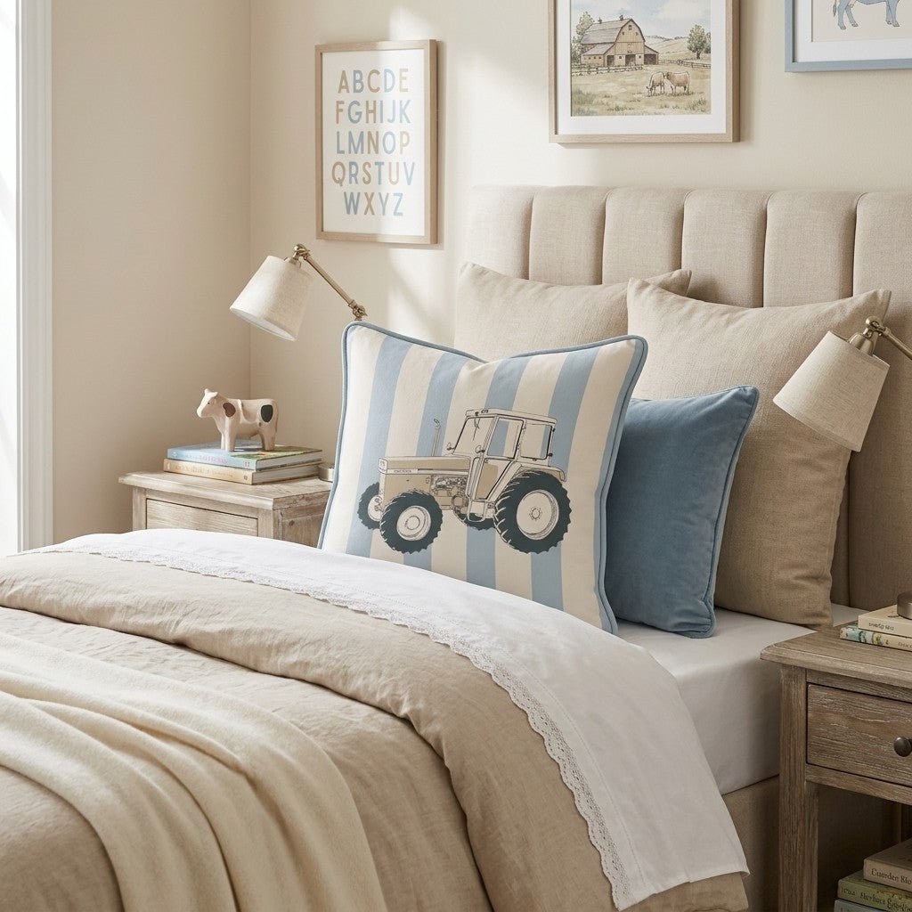 Tractor & Stripes Throw Pillow - Benton Lane Home - Hillcroft Home