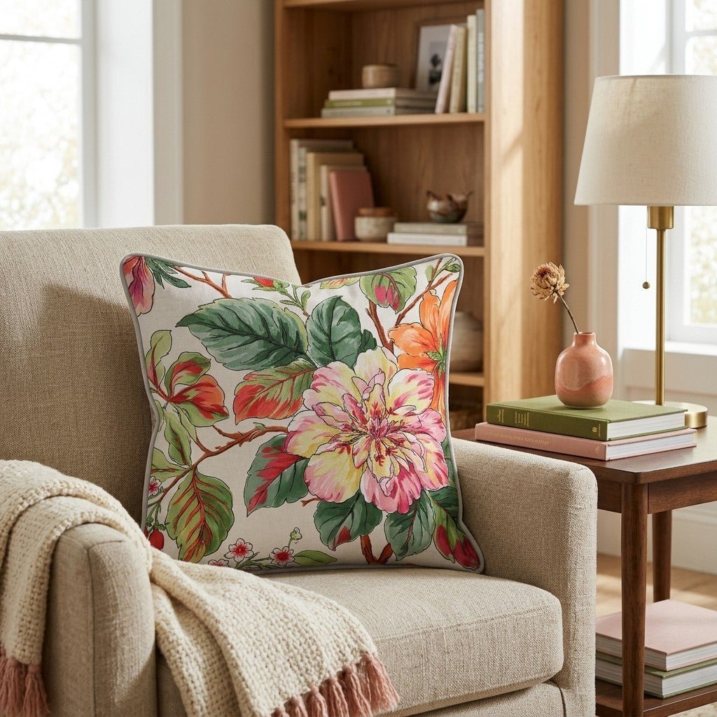 Tropical Floral Throw Pillow - Benton Lane Home - Hillcroft Home