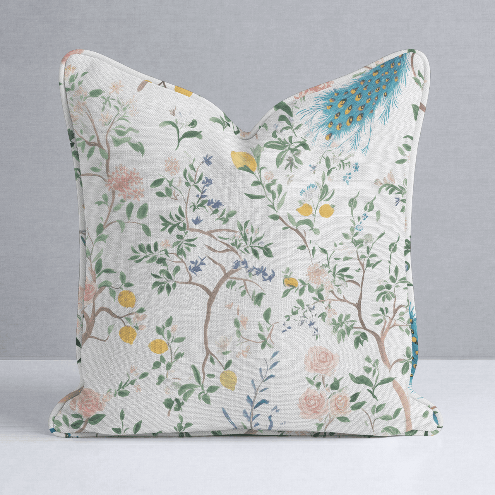 Tropical Peacock Throw Pillow - Benton Lane Home - Lemon Park