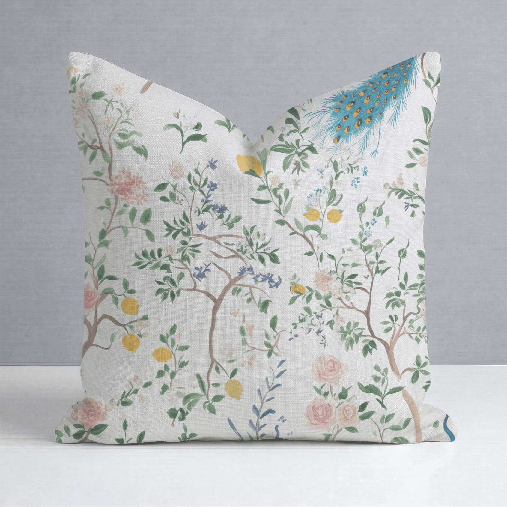 Tropical Peacock Throw Pillow - Benton Lane Home - Lemon Park