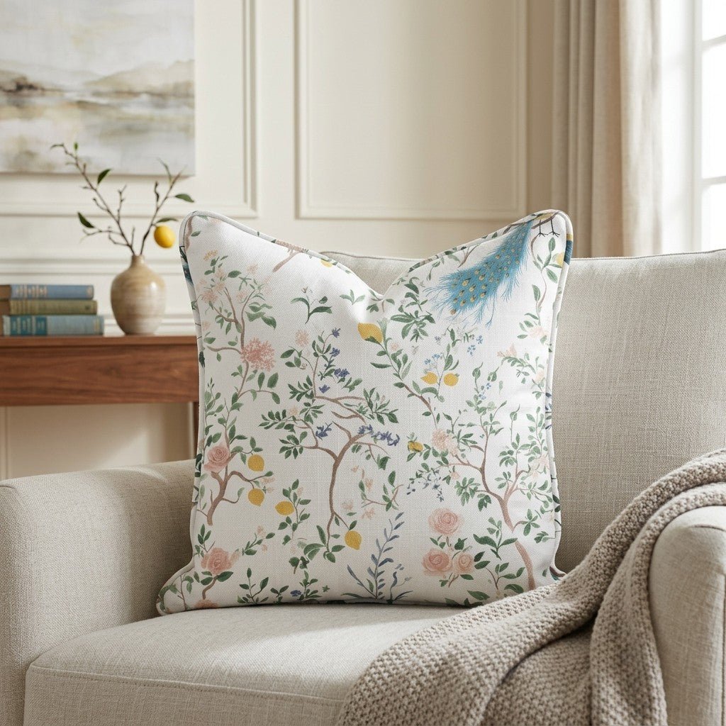 Tropical Peacock Throw Pillow - Benton Lane Home - Lemon Park