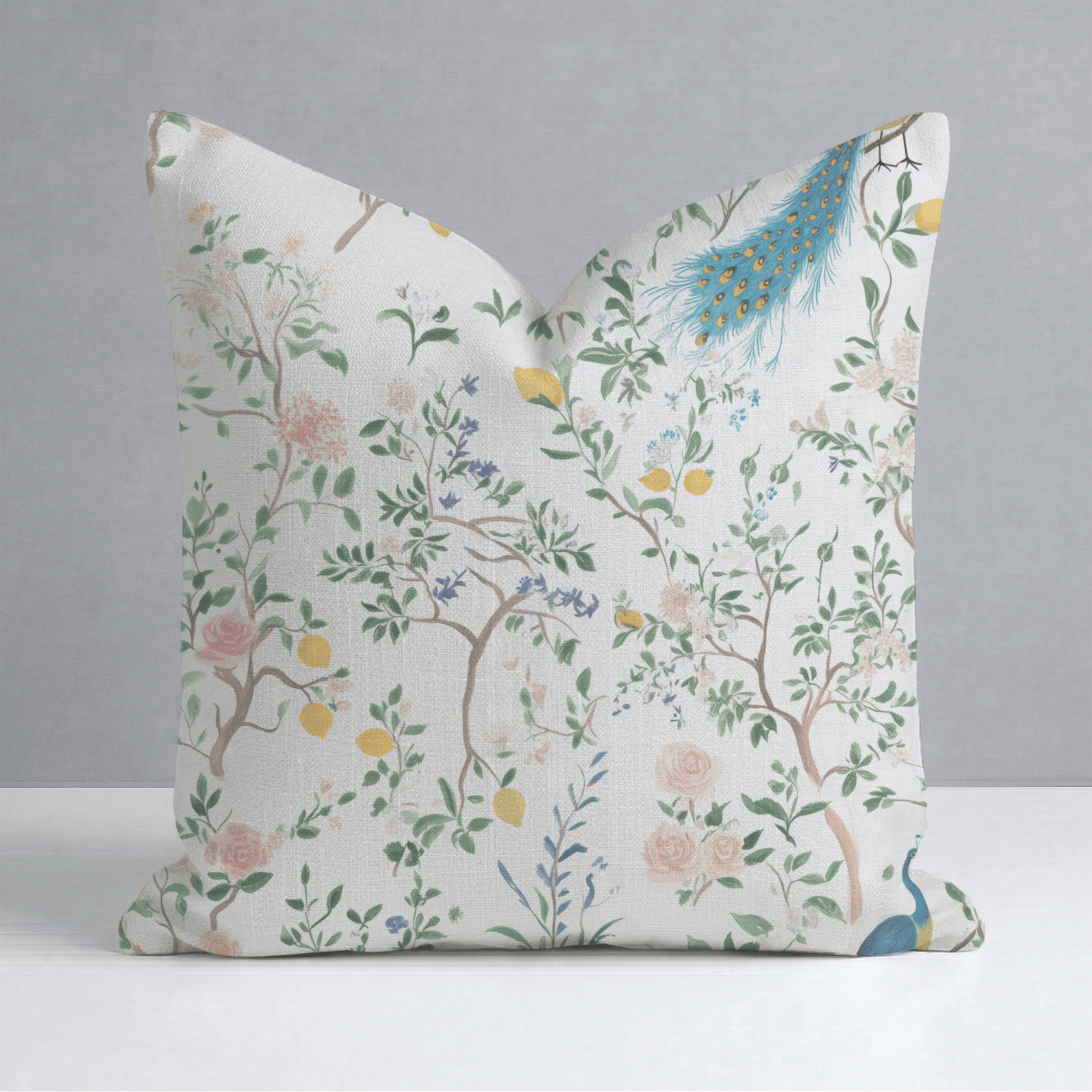 Tropical Peacock Throw Pillow - Benton Lane Home - Lemon Park
