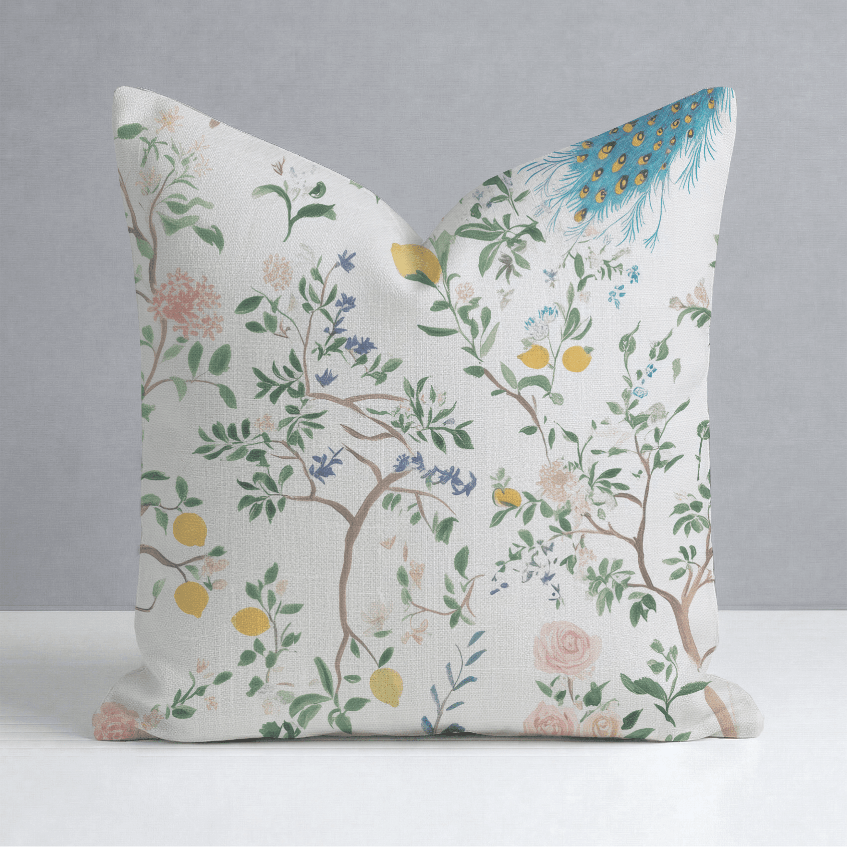 Tropical Peacock Throw Pillow - Benton Lane Home - Lemon Park