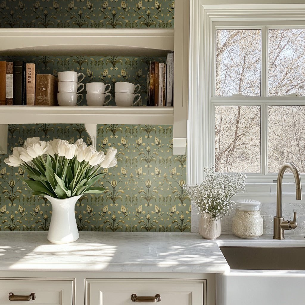 Tulip Whimsy Wallpaper - Benton Lane Home - Painted Paper