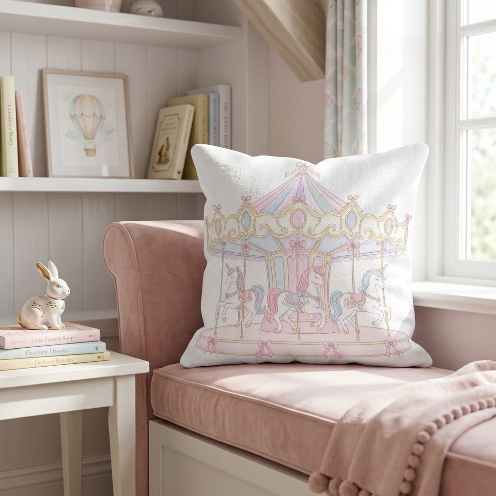 Unicorn Carousel Throw Pillow - Benton Lane Home - Hillcroft Home