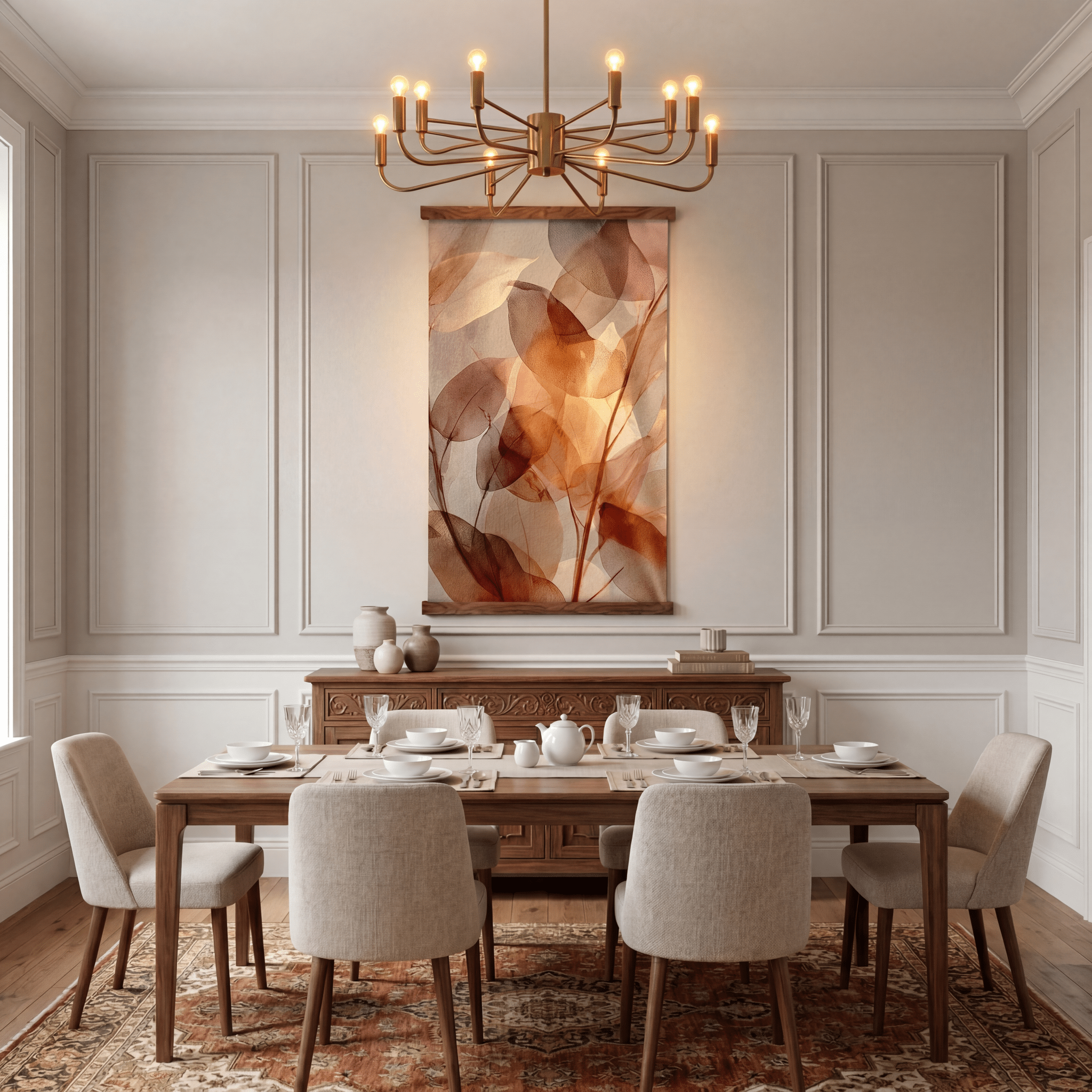 Veiled Amber Leaves - Tapestry - Painted Paper