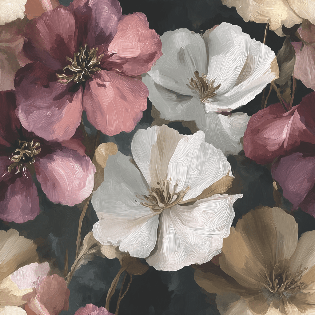 Velvet Blooms Pattern Wallpaper - Painted Paper