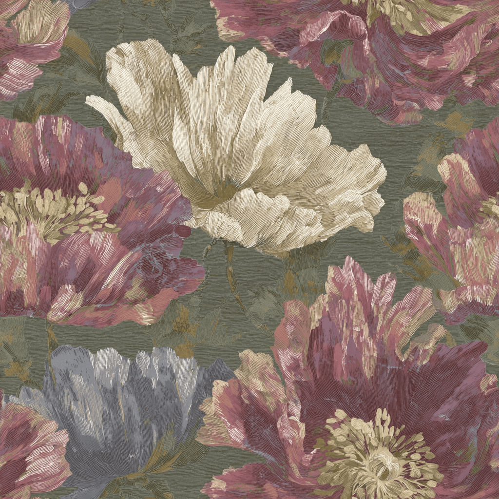 Velvet Poppy Wallpaper - Lemon Park