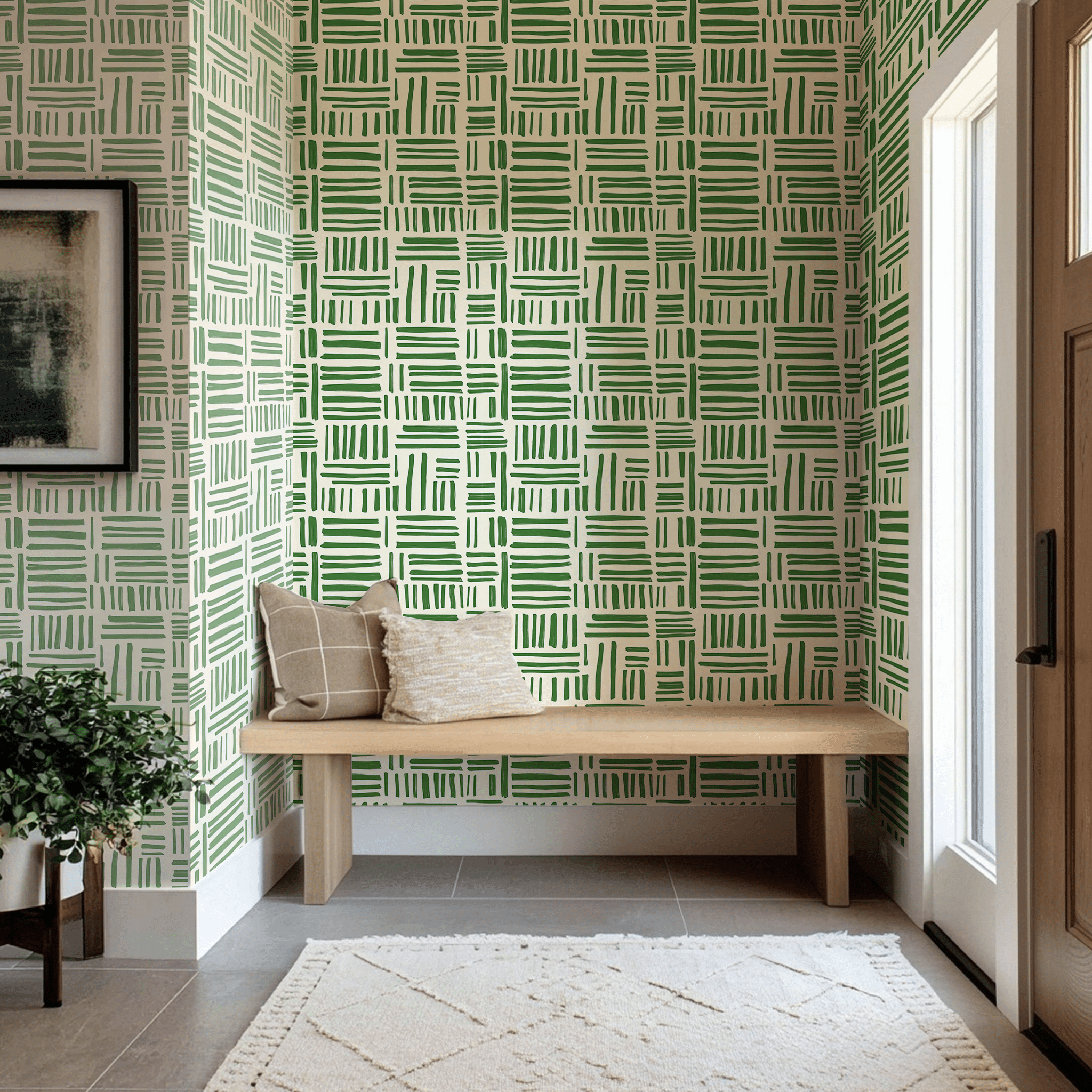 Verdant Lines Wallpaper - Painted Paper