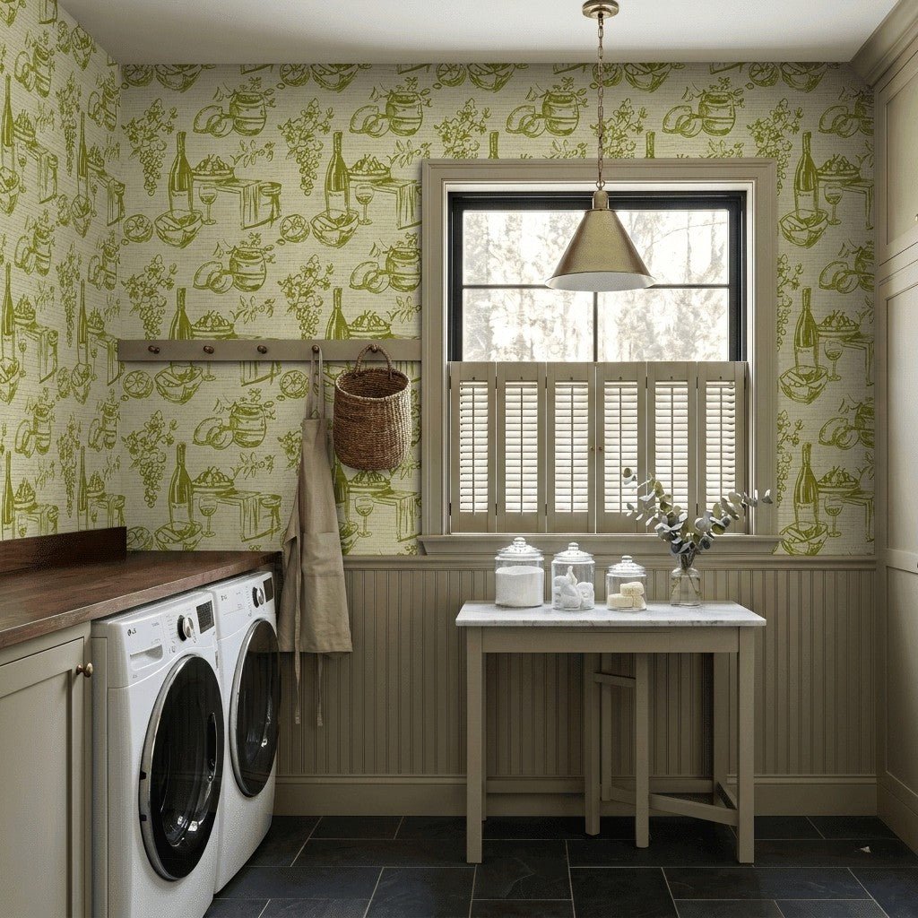 Vino & Vignette Faux Grasscloth Wallpaper - Painted Paper