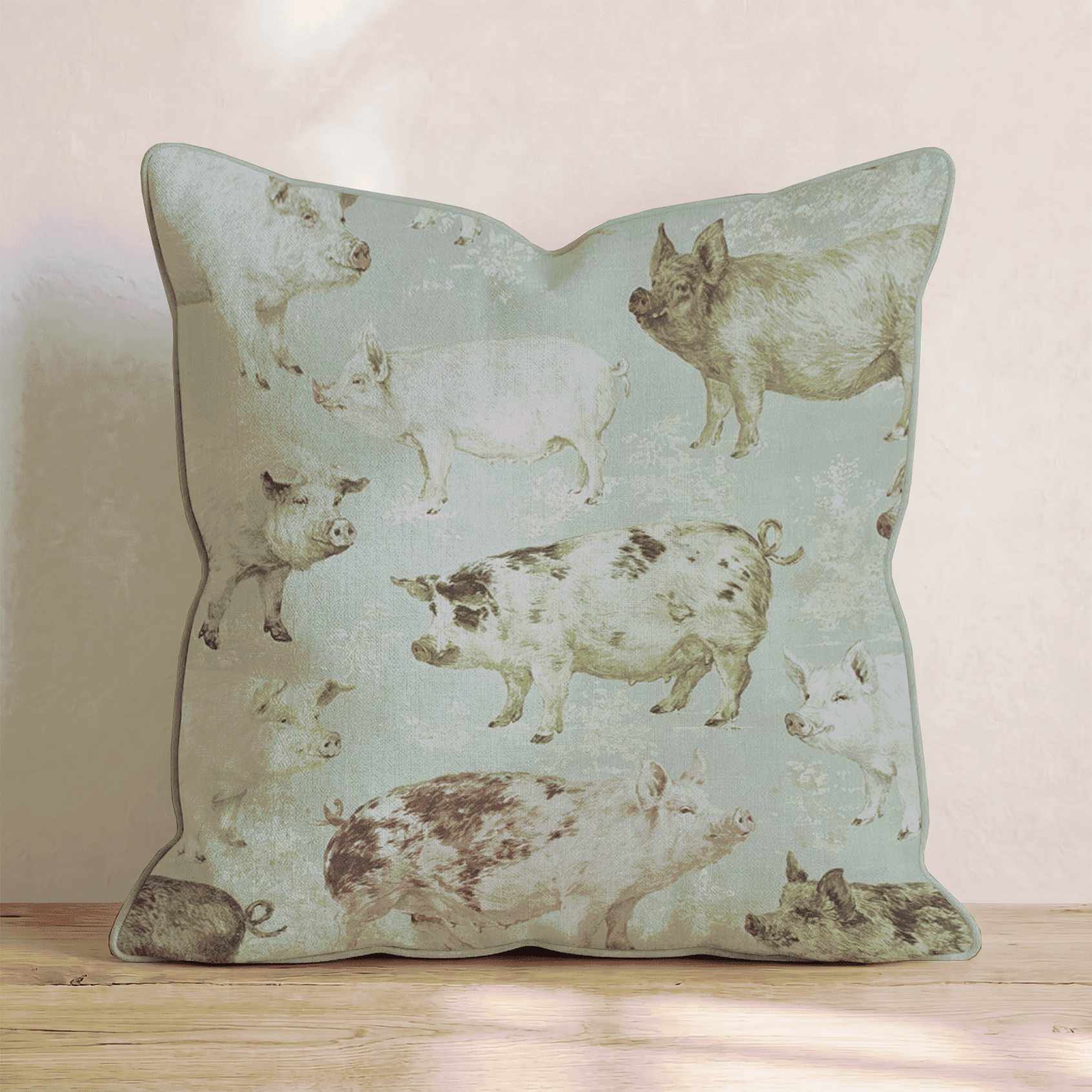 Vintage Pigs Throw Pillow - Benton Lane Home - Hillcroft Home