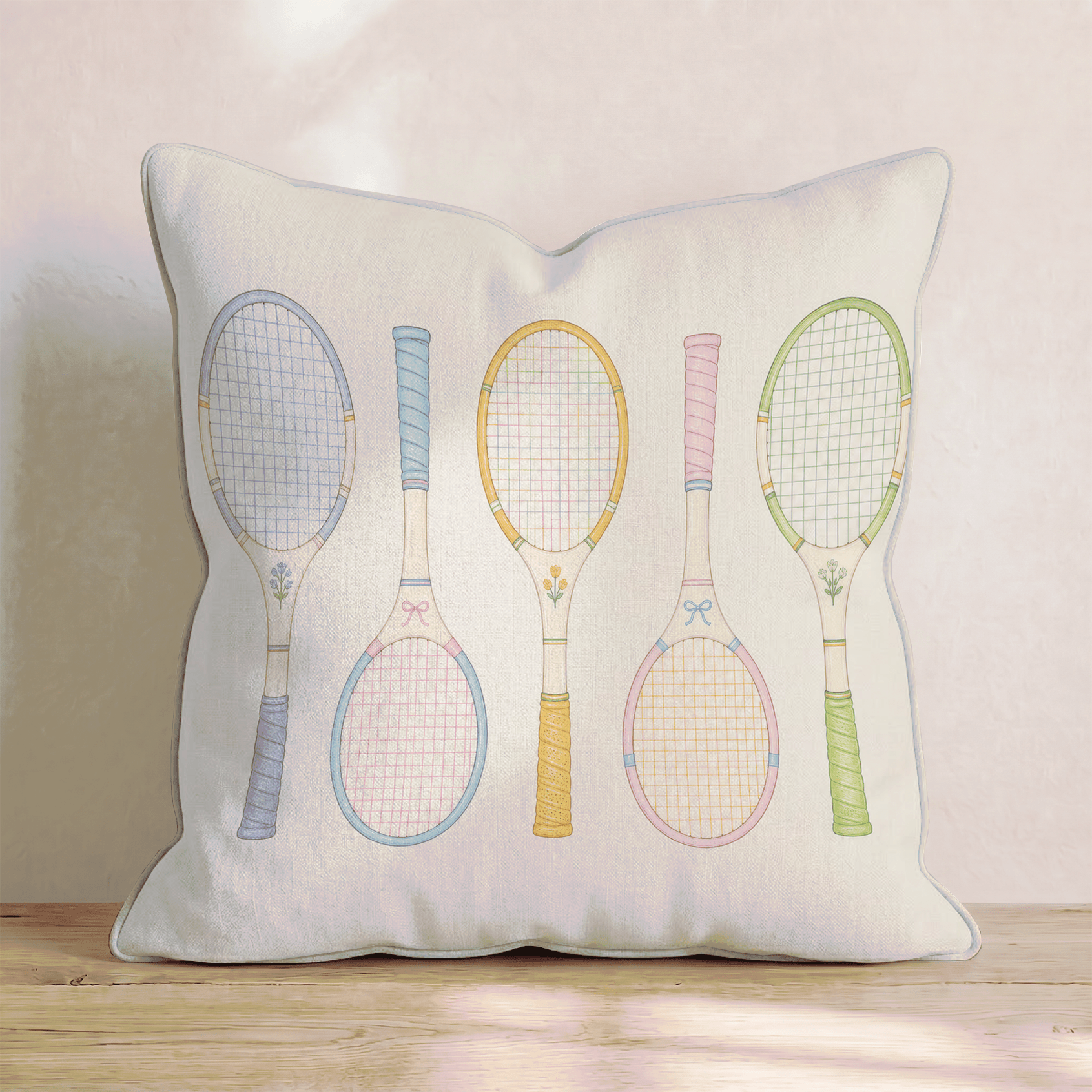 Vintage Rackets Throw Pillow - Benton Lane Home - Hillcroft Home