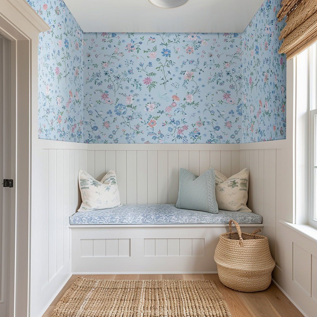 Violet Floral Wallpaper - Benton Lane Home - Painted Paper