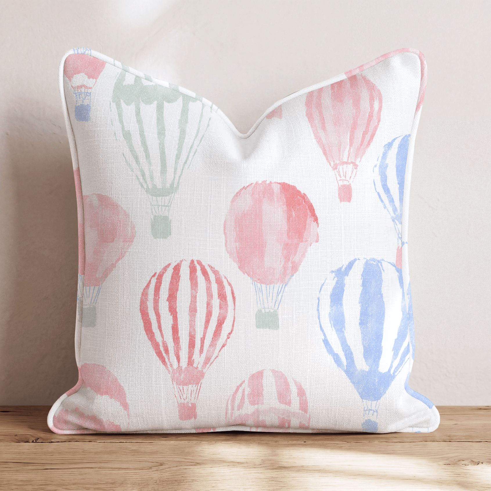 Watercolor Hot Air Balloons Throw Pillow - Benton Lane Home - Hillcroft Home