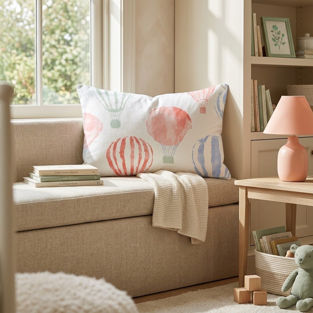 Watercolor Hot Air Balloons Throw Pillow - Hillcroft Home
