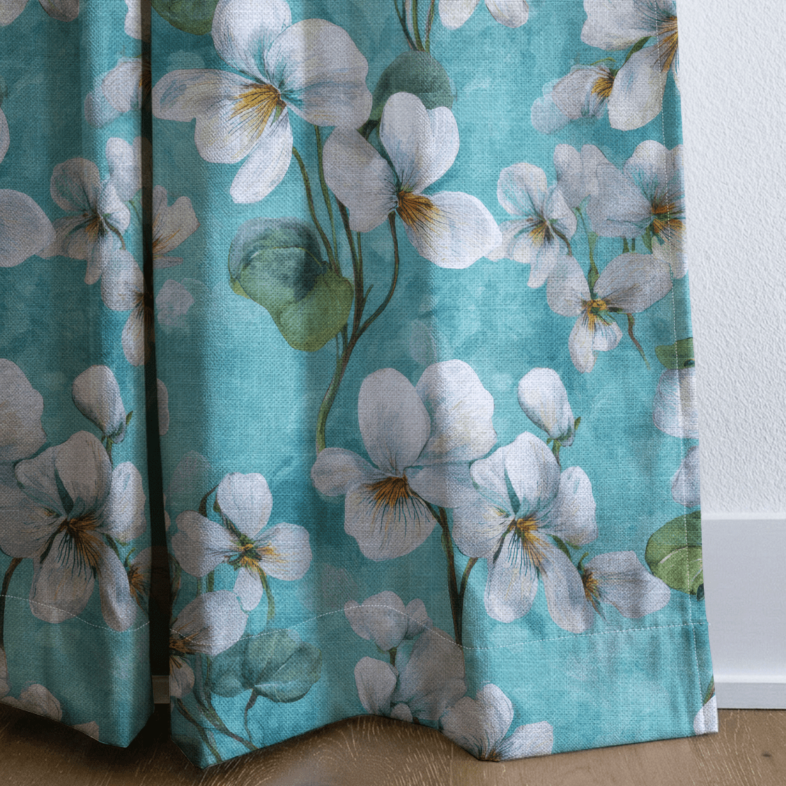 White Violets Blue - Drapery - Benton Lane Home - Lemon Park