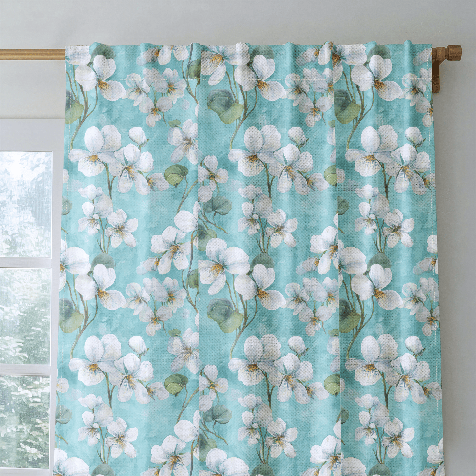 White Violets Blue - Drapery - Benton Lane Home - Lemon Park