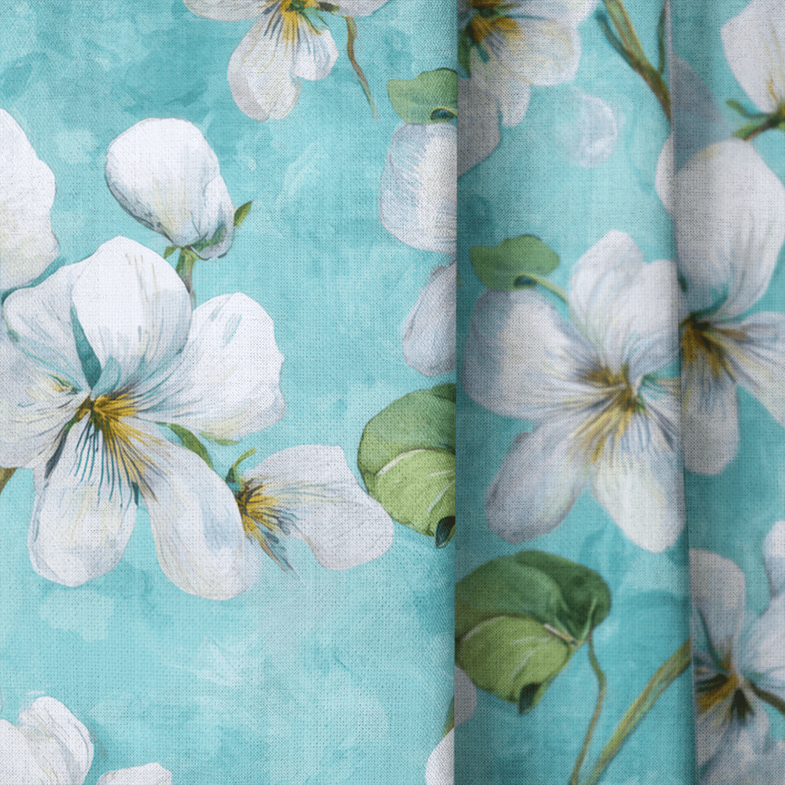 White Violets Blue - Drapery - Benton Lane Home - Lemon Park