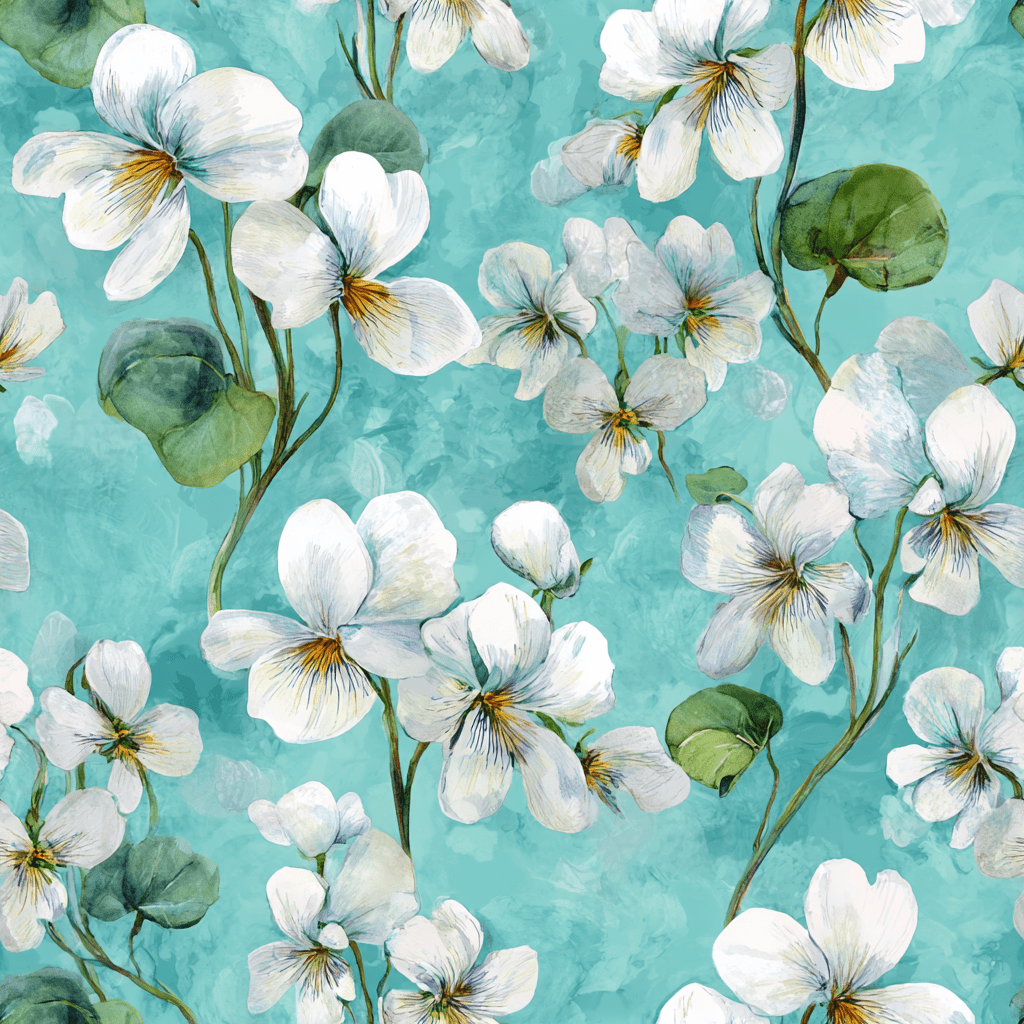 White Violets Blue Wallpaper - Lemon Park