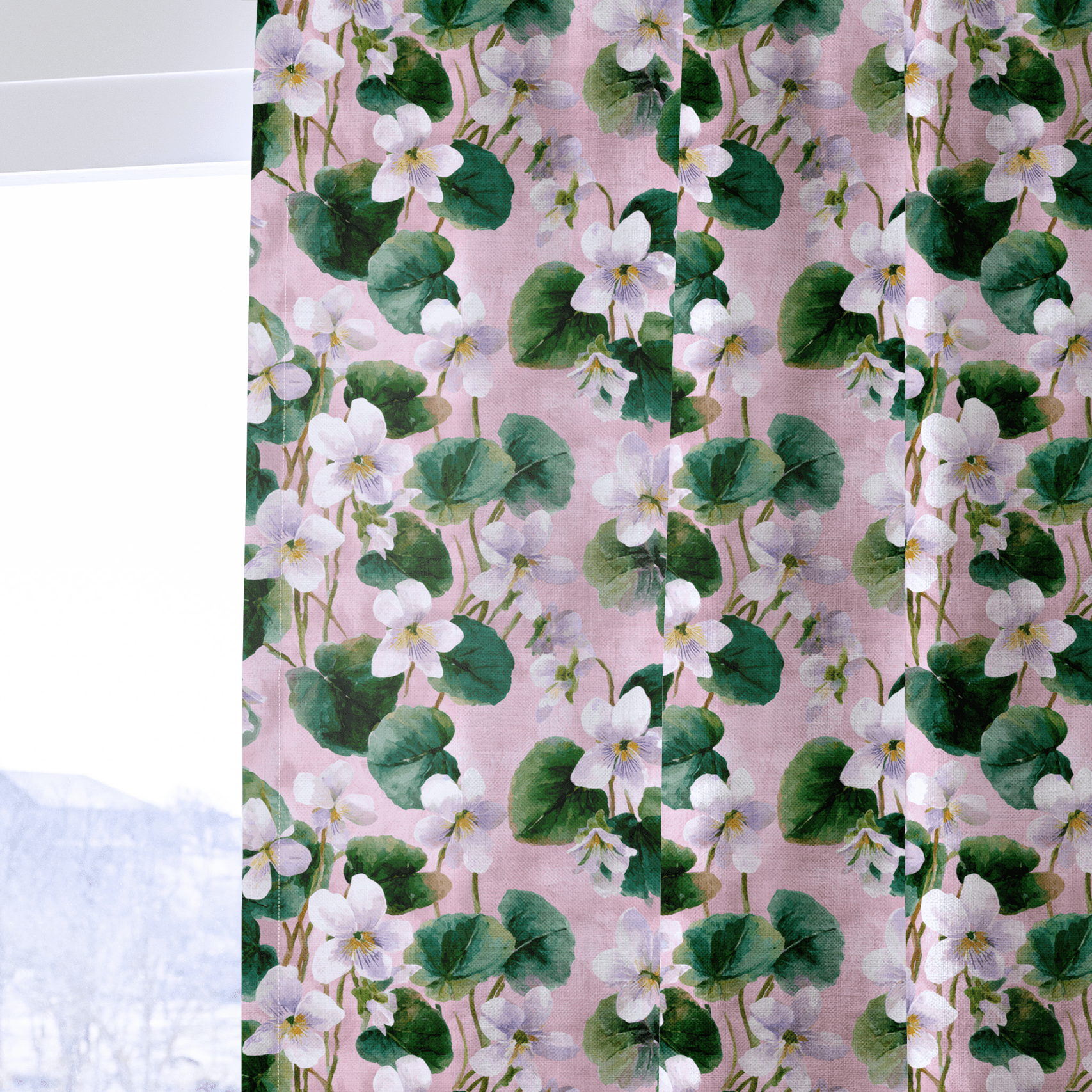 White Violets Pink - Drapery - Benton Lane Home - Lemon Park