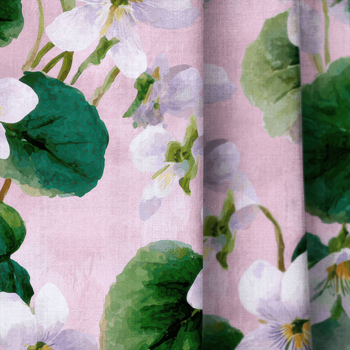White Violets Pink - Drapery - Benton Lane Home - Lemon Park