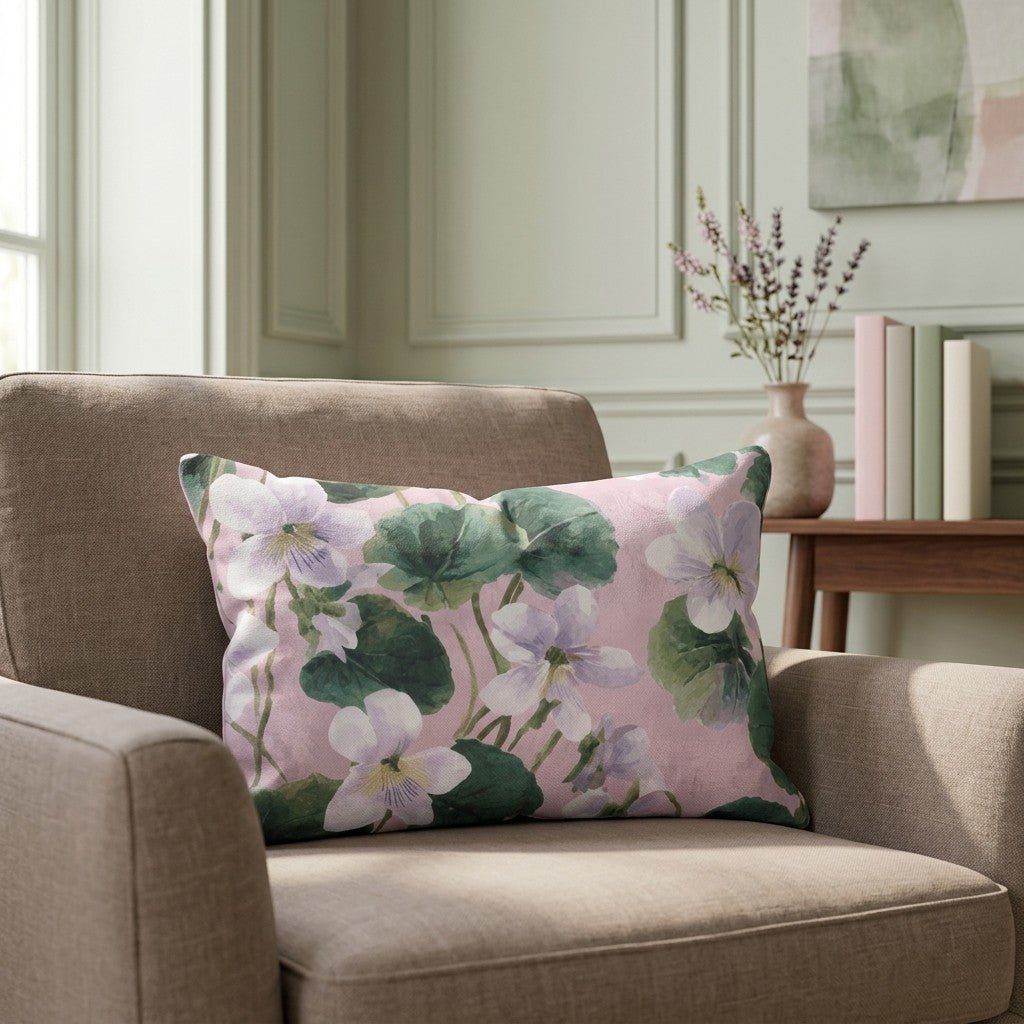 White Violets Pink Throw Pillow - Benton Lane Home - Lemon Park