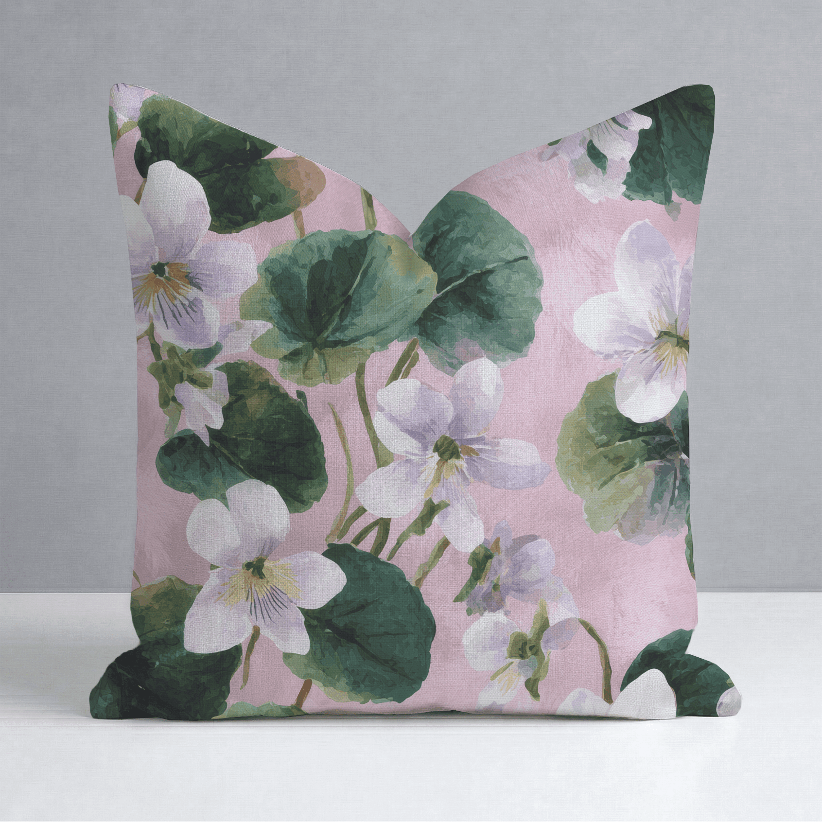 White Violets Pink Throw Pillow - Benton Lane Home - Lemon Park