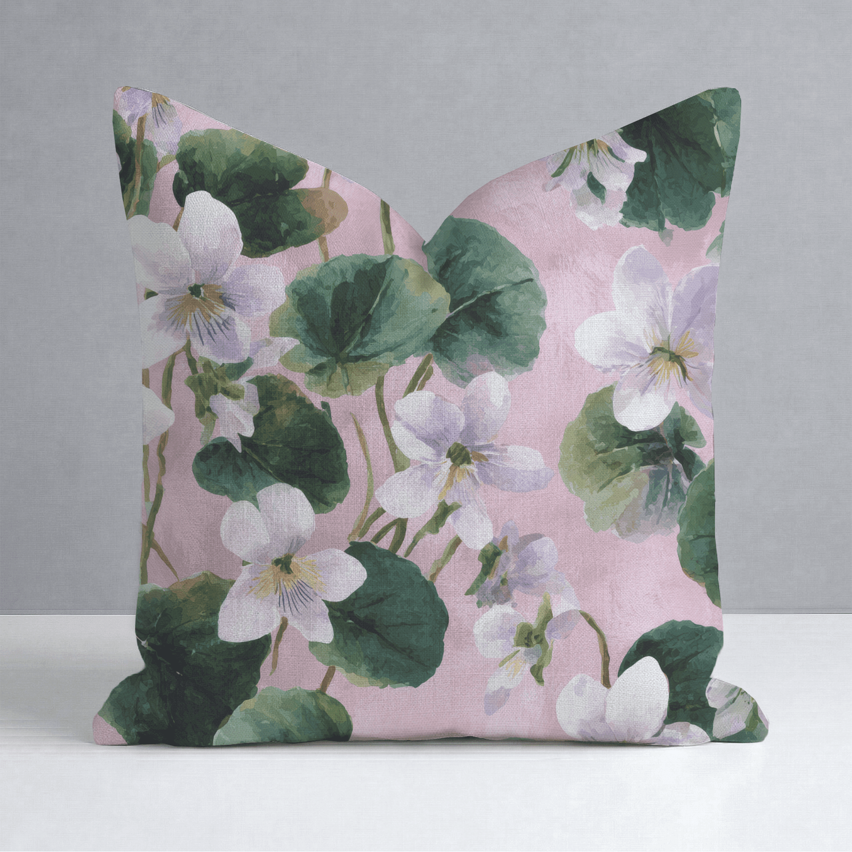White Violets Pink Throw Pillow - Benton Lane Home - Lemon Park