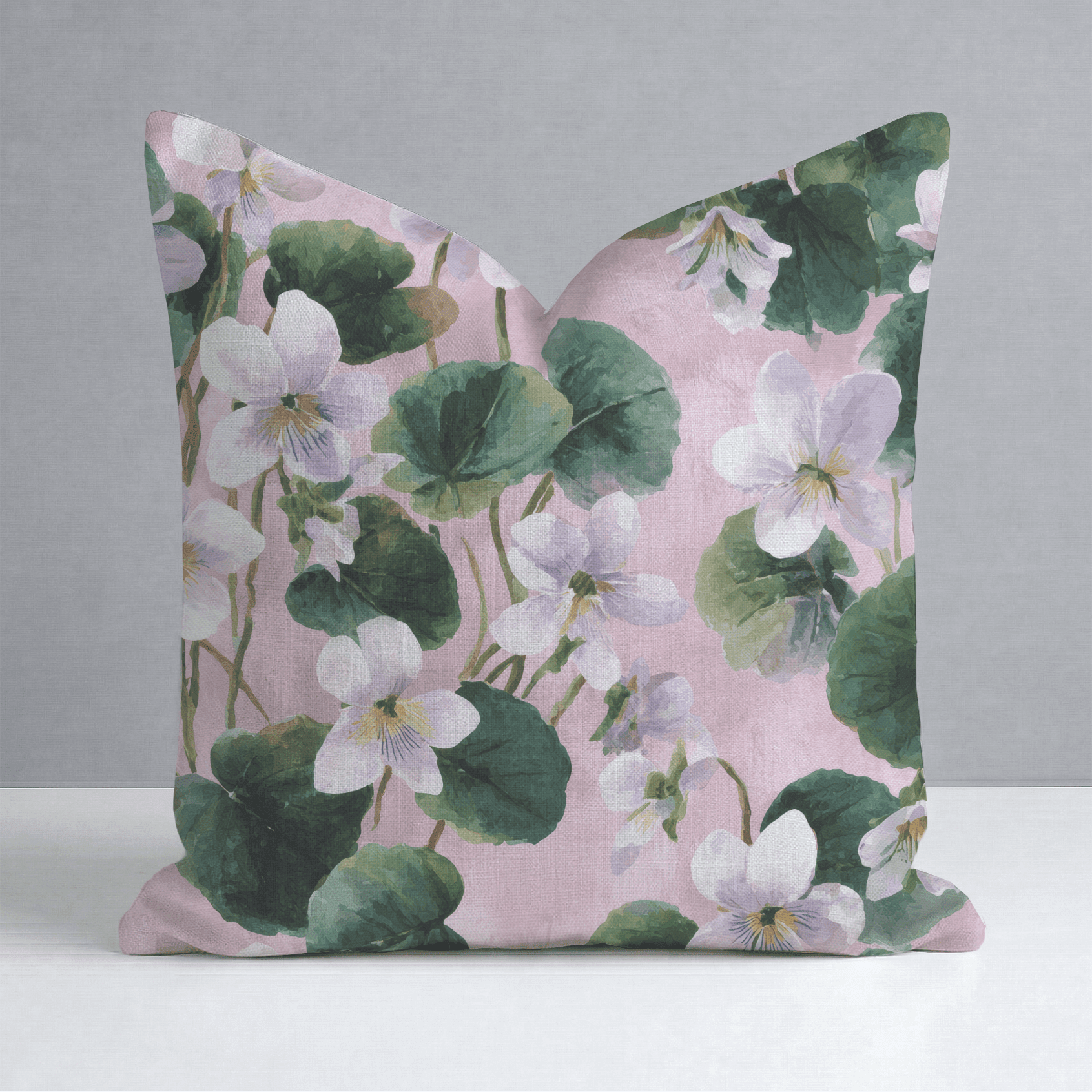 White Violets Pink Throw Pillow - Benton Lane Home - Lemon Park