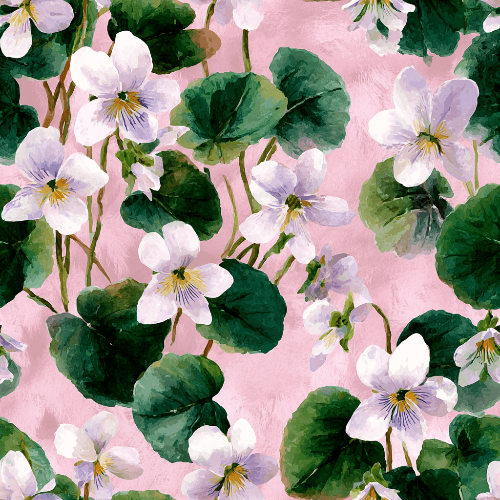 White Violets Pink Wallpaper - Lemon Park