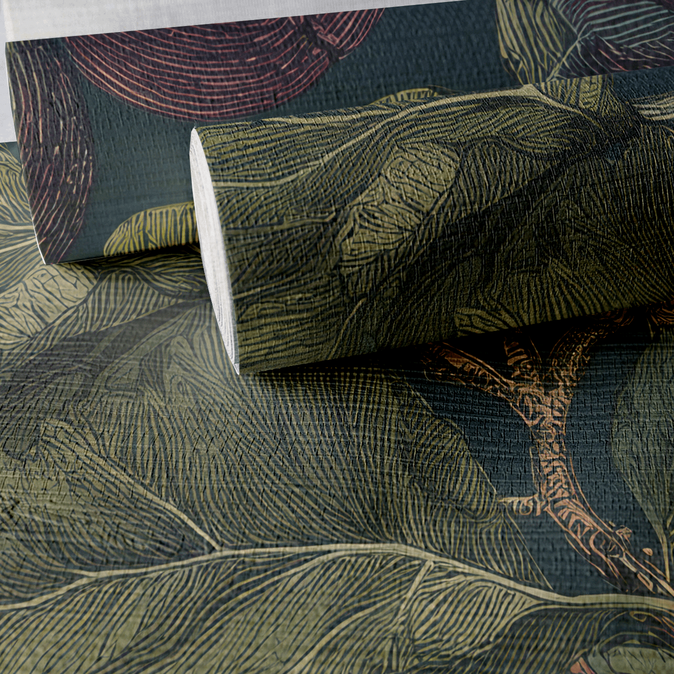 Wild Fig Grove Faux Grasscloth Wallpaper - Painted Paper