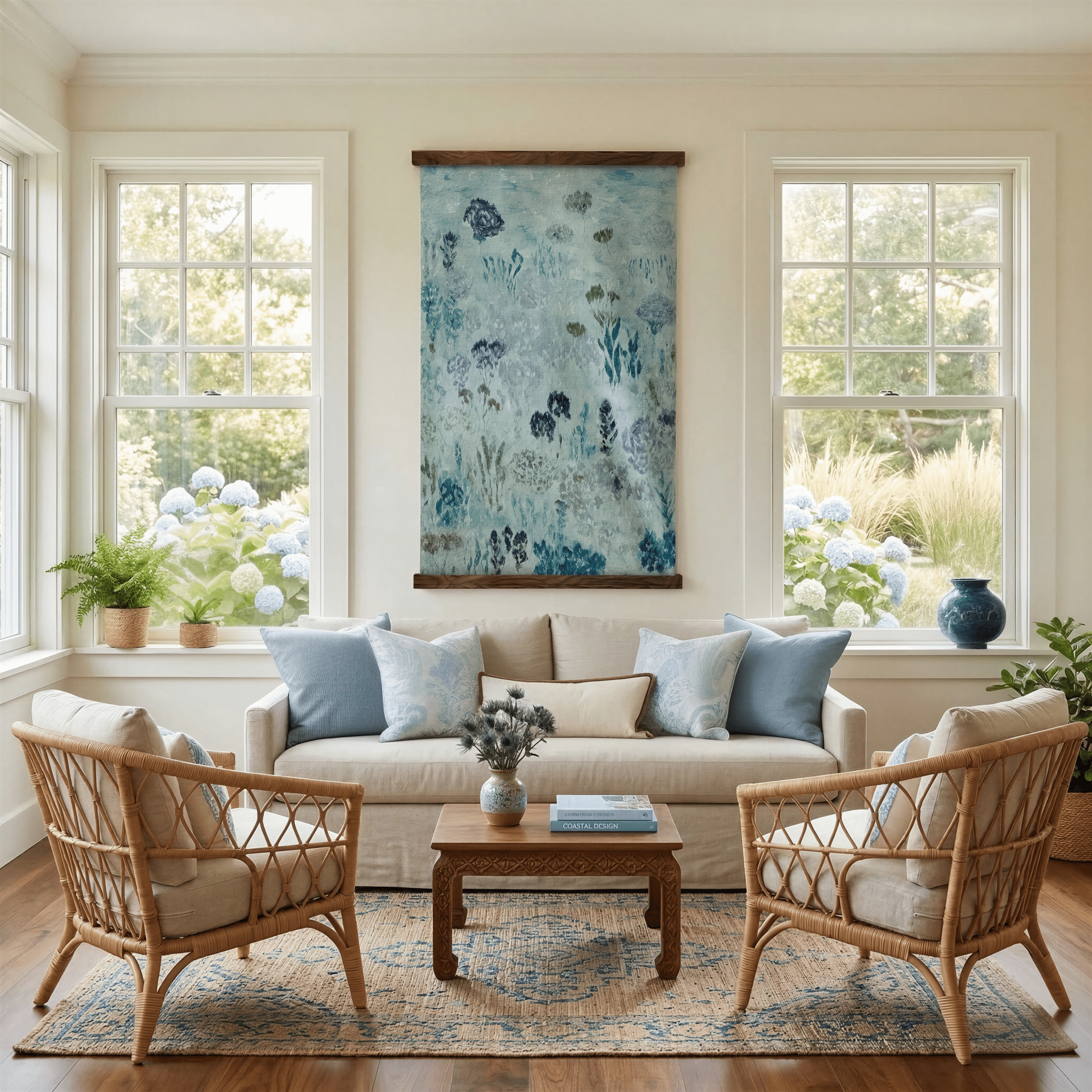 Wildflower Linen (Blue) - Tapestry - Benton Lane Home - Lemon Park