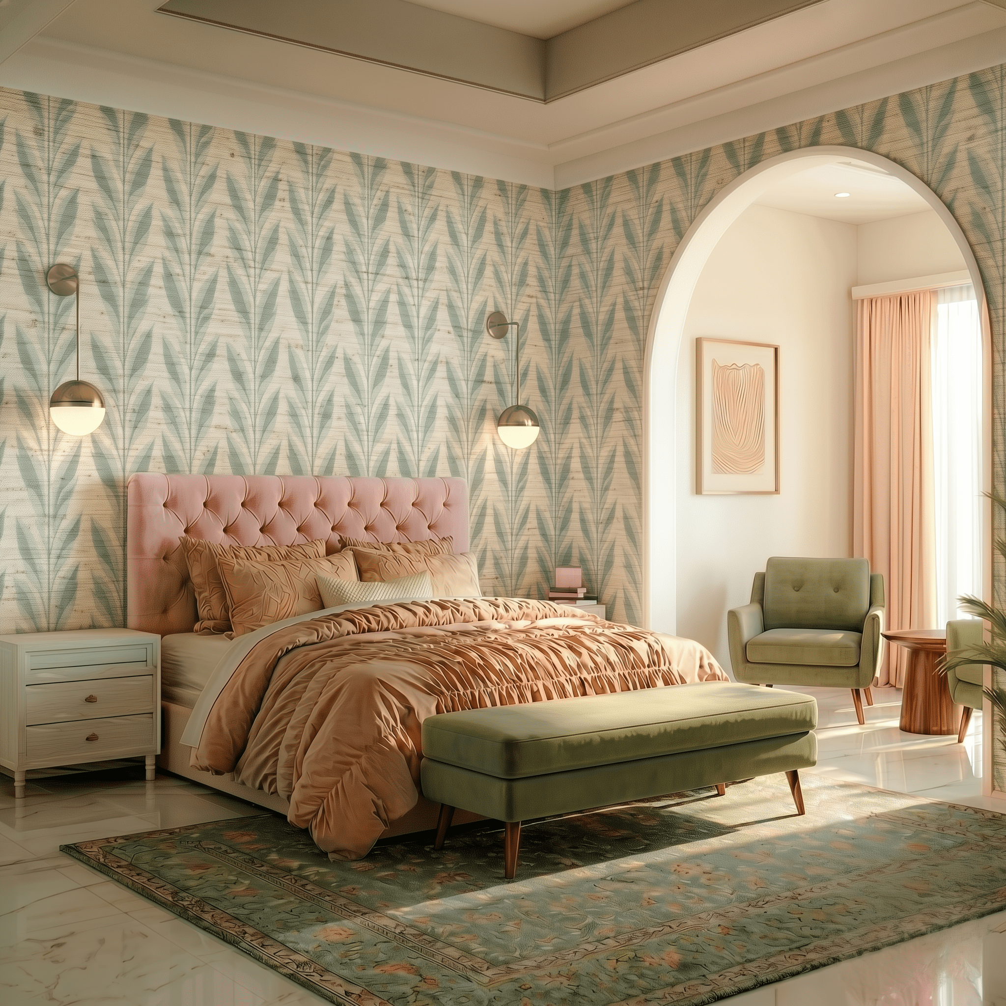 Willow Breeze Faux Grasscloth Wallpaper - Painted Paper