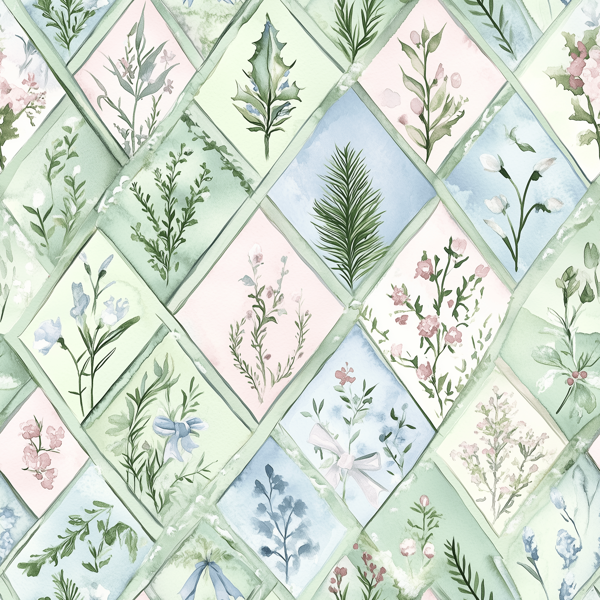 Winter's Patchwork Wallpaper - Lemon Park