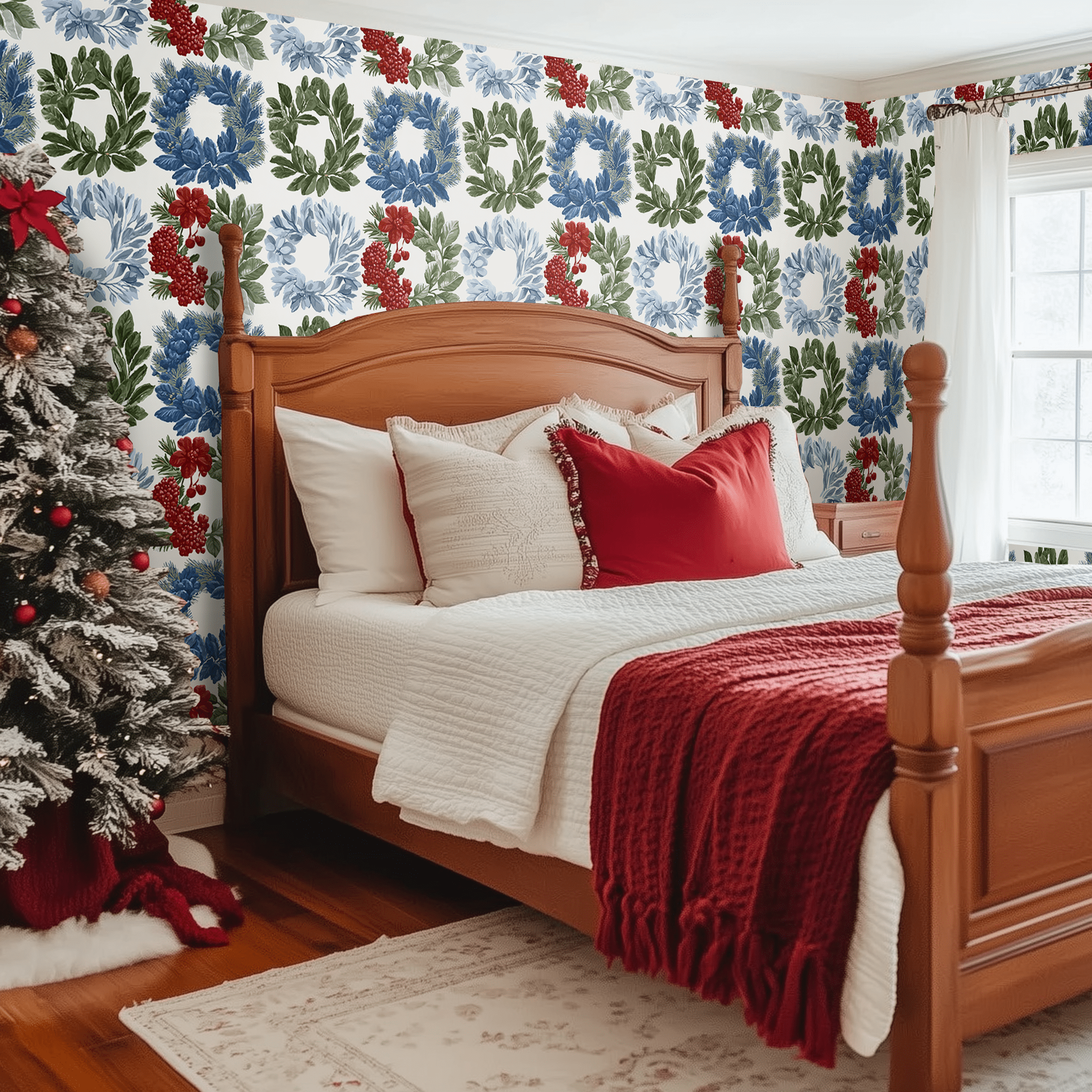 Wreath & Wonder Wallpaper - Benton Lane Home - Painted Paper