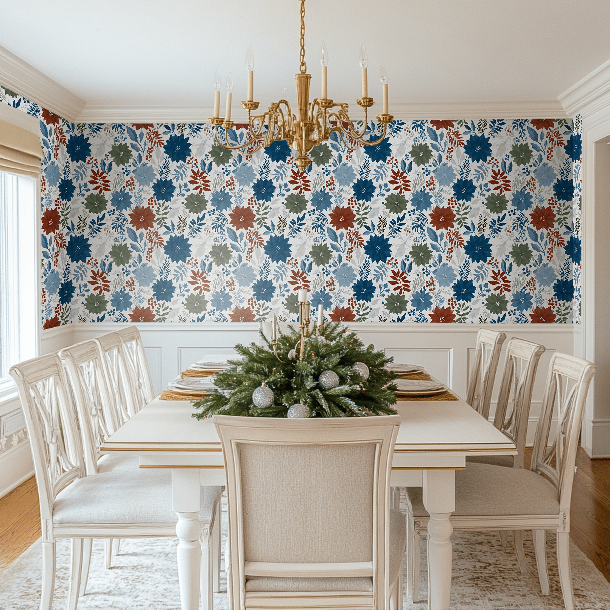 Yuletide Blooms Wallpaper - Benton Lane Home - Painted Paper