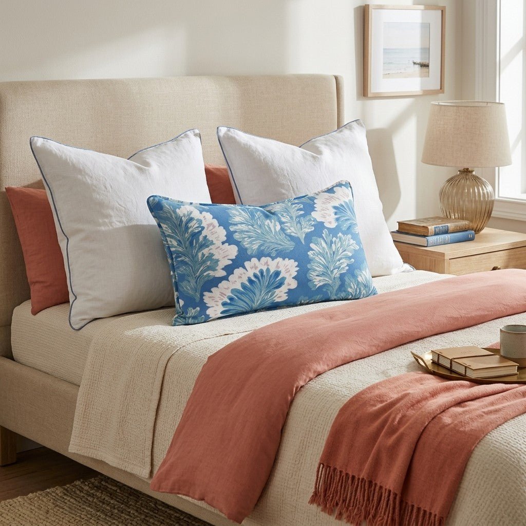 Zelda Blues Throw Pillow - Hillcroft Home