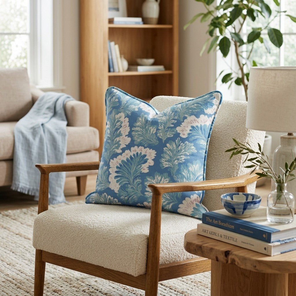 Zelda Blues Throw Pillow - Benton Lane Home - Hillcroft Home