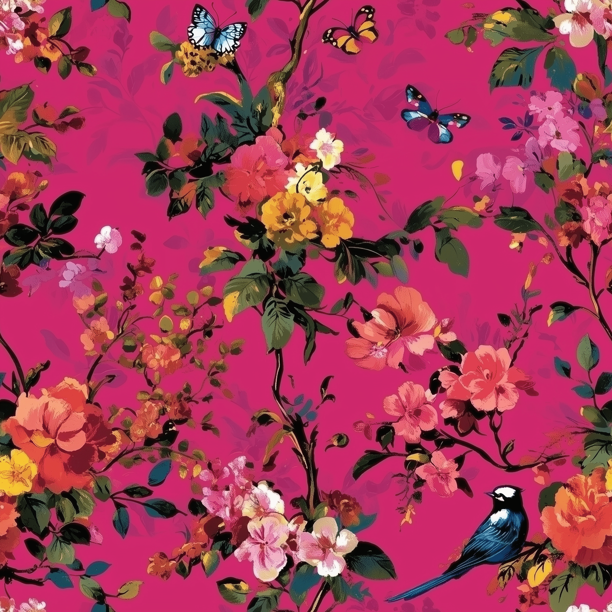 Zinnia Wallpaper - Painted Paper